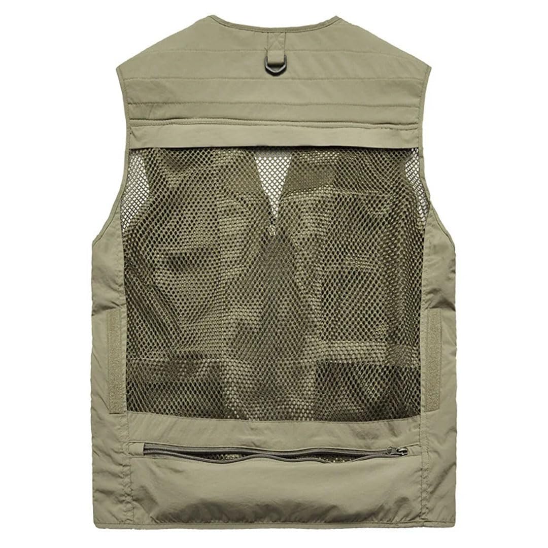 Chaleco táctico de verano para hombre, con múltiples bolsillos, para senderismo, pesca, fotógrafo, malla, sin mangas, chaleco para herramientas