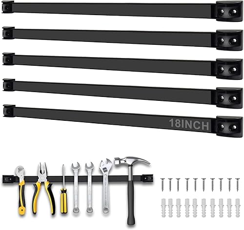 Paquete de 5 soportes magnéticos para herramientas, tiras magnéticas, barra magnética con revestimiento de PVC para organizador de herramientas de