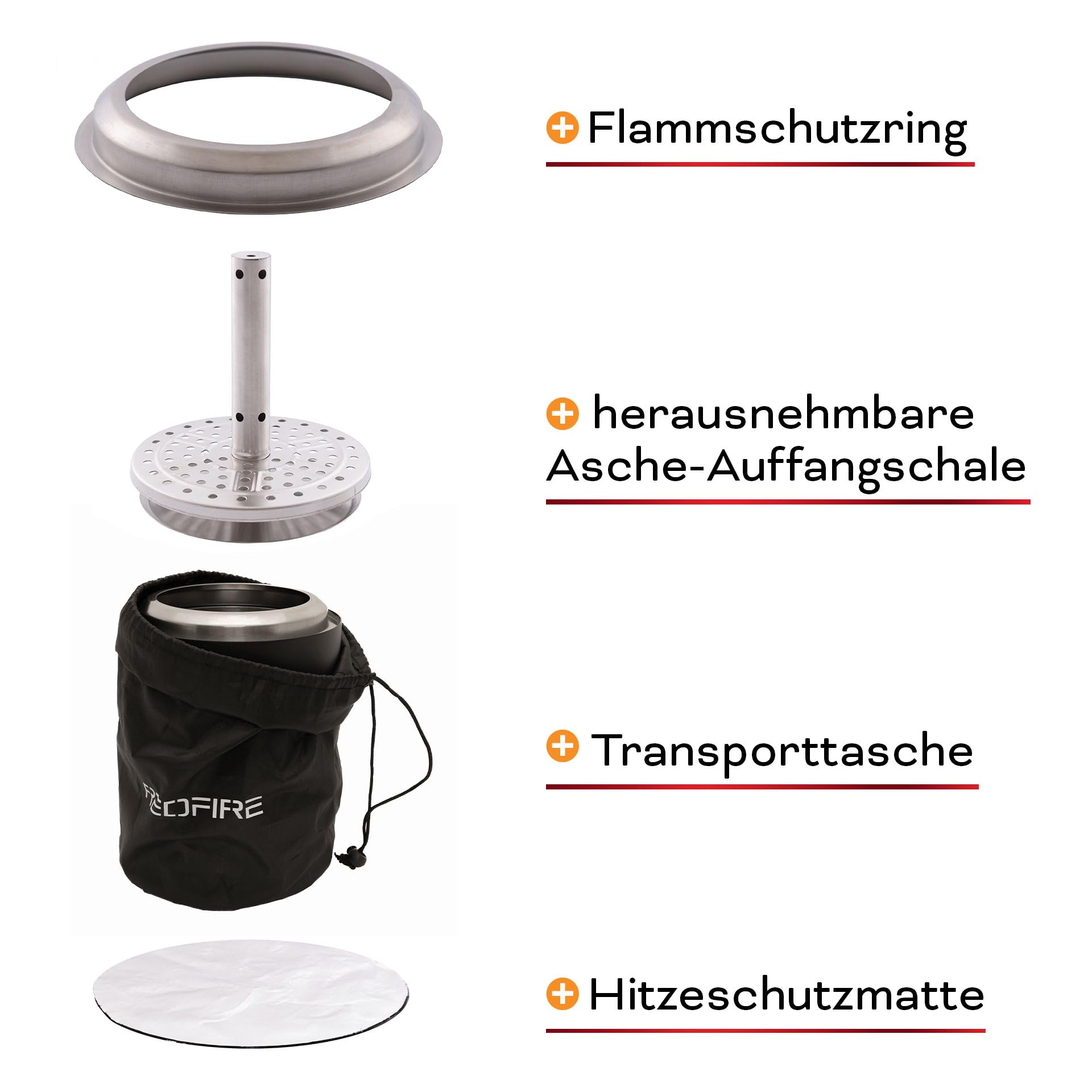 REDFIRE Pellet Tischkamin Volcano Medium, schwarz pulverbeschichtet, Tischfeuer Edelstahl für Holz und Pellets