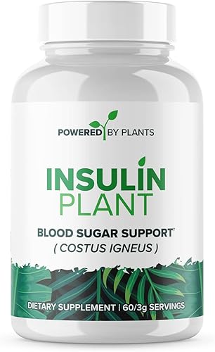 Cápsulas vegetales de insulina – 3000 mg de polvo de hoja de Costus Igneus sin aglutinantes, rellenos ni gluten, suplementos veganos sin OMG para