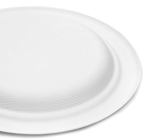 Miniatura 5 de Platos de papel 100% compostables de 7 pulgadas (paquete de 125) platos desechables para fiestas I Platos de cena ecológicos resistentes y