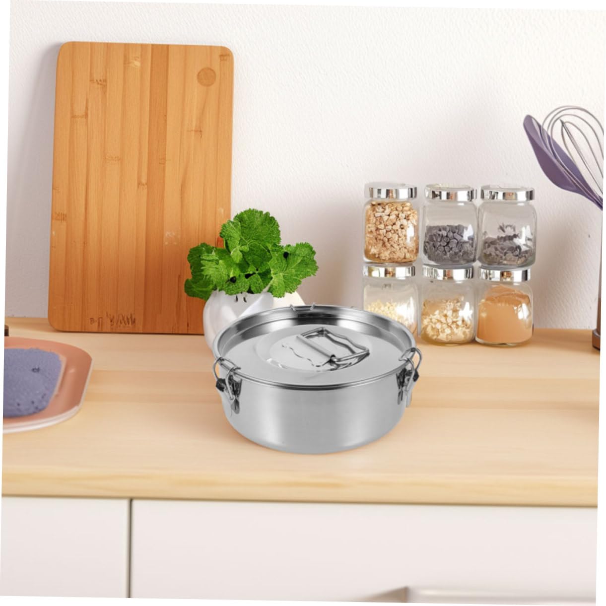 TOYANDONA Molde para Hacer Flanes de Acero Inoxidable con Tapa, Accesorio para Ollas a Presión, Diseño de Bloqueo Fácil de Limpiar para Hornear y Cocinar Flan