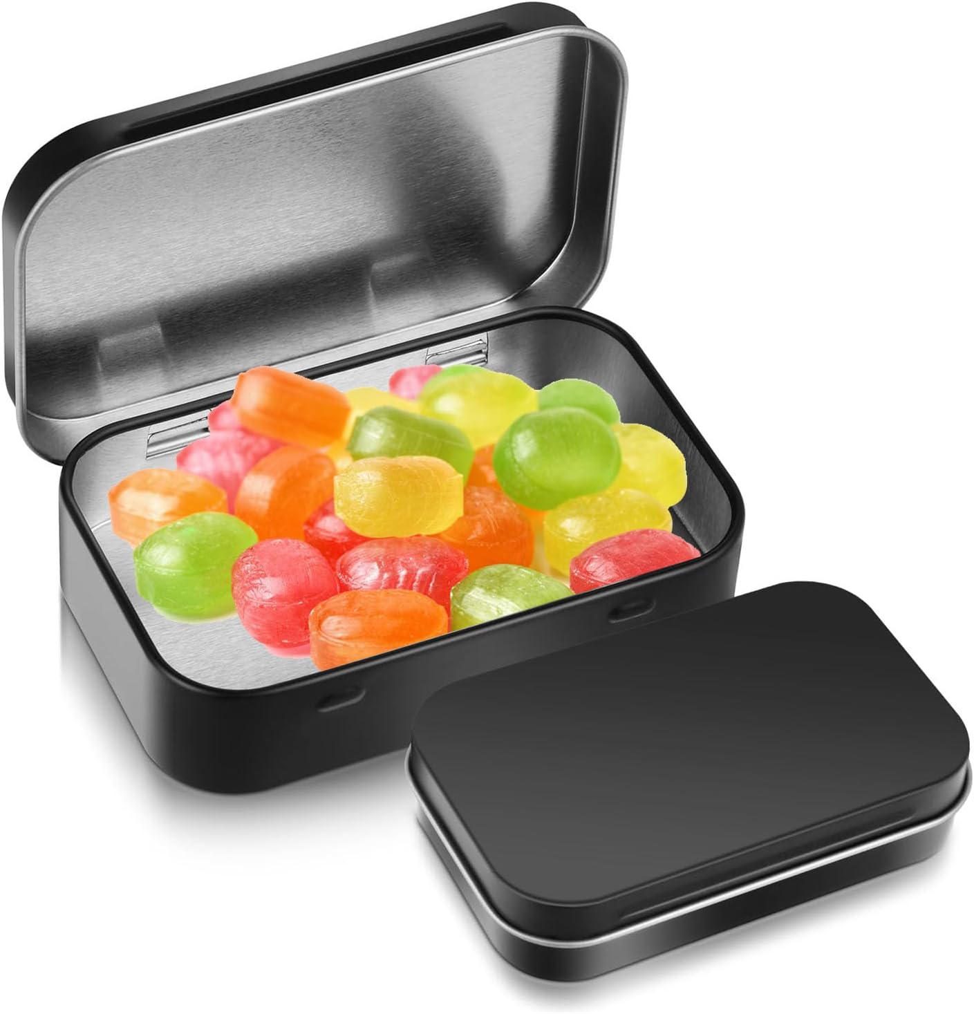 Fychuo Small Tins with Lids, Metal Rectangular Hinged Storage Tin