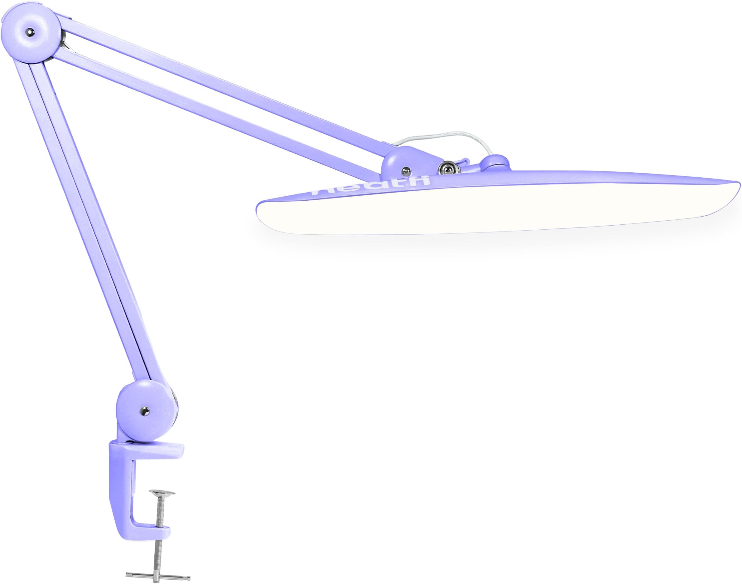Neatfi XL 2200 Lumens 20W LED Desk Lamp with Clamp - Adjustable Color Temperature | 4-Level Dimmable Light | Home Office, Crafts & Workbench | 20-Inch Wide Head (CCT, Lavender)