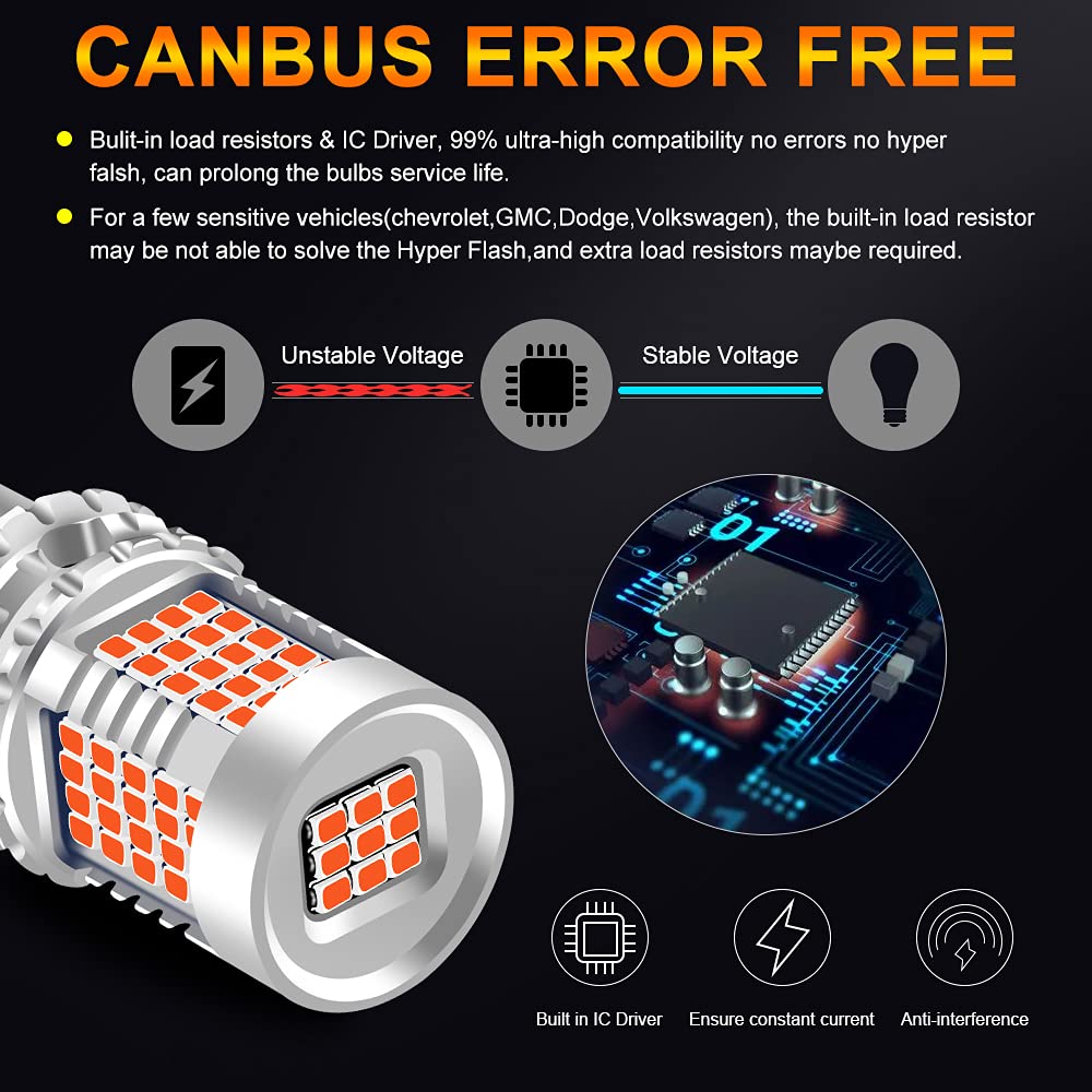 UPXSXT 2Pcs 1156 BA15S P21W Lampadina del freno a LED, 12-24V 3400LM 2016 89 SMD Rosso Lampadina di ricambio impermeabile per Fendinebbia posteriore, luce di posizione posteriore