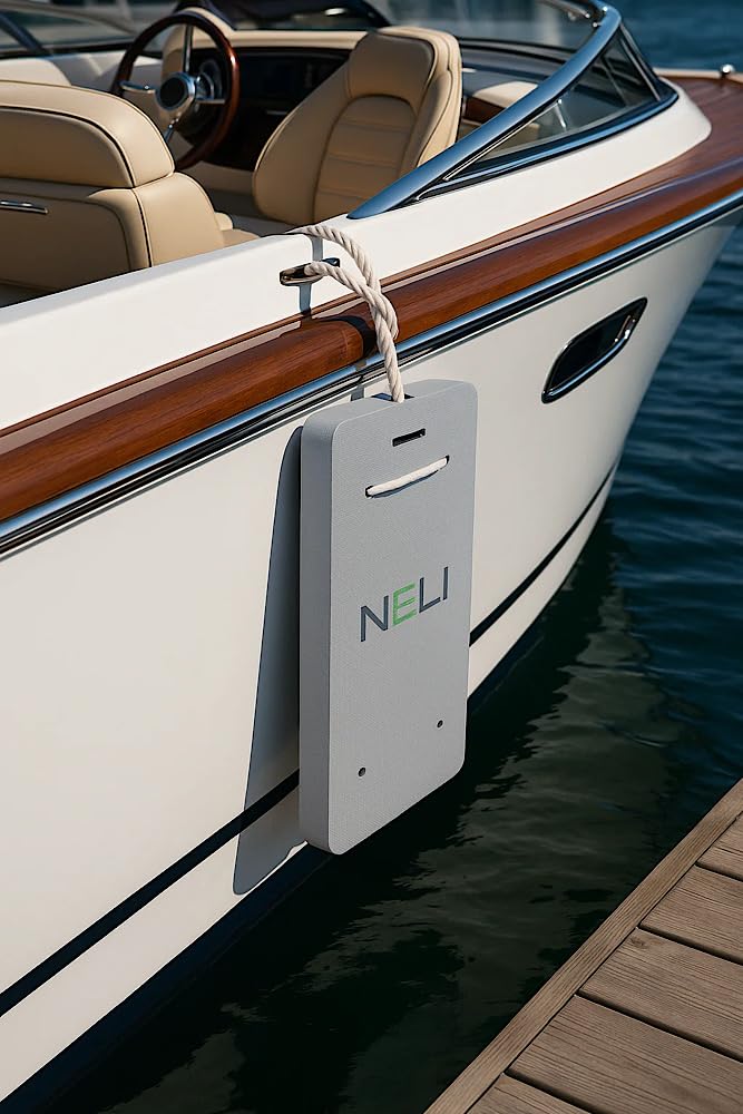 NELI Fender Pare-battage, rectangulaire, carré, pare-coussin, pare-panneaux, pare-battage, accessoires de yacht, protection de quai, 740 g, taille : 55 x 33 x 6 cm (gris)