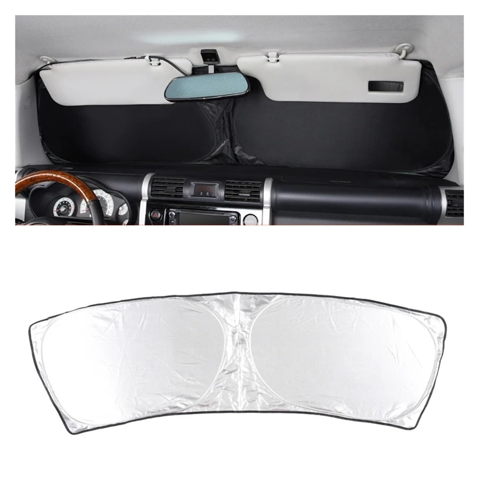 Per Toyota FJ Per Cruiser 2007-2023 Parasole In Vetro Spesso Con Borsa Portaoggetti Mantieni La Tua Fresca Universale Parabrezza Parasole Pieghevole