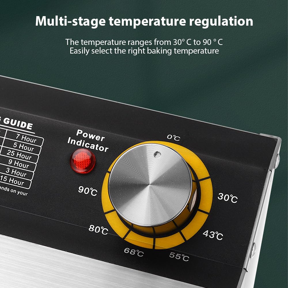 Essiccatori per alimenti e carne secca con timer 24 ore 8 griglie di essiccazione 400 W 30-90 ℃ Essiccatore per frutta e verdura Controllo della temperatura regolabile e finestra visibile per u