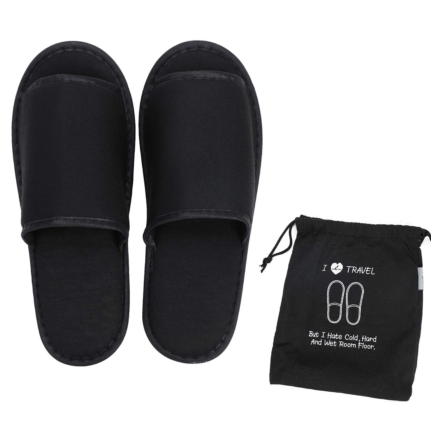ITODA Portable Travel Slipper Spa Hotel Open Toe Sandals Non Disposable Foldable Shoes Guest Indoor House Room Business Trip Party Washable Footwear