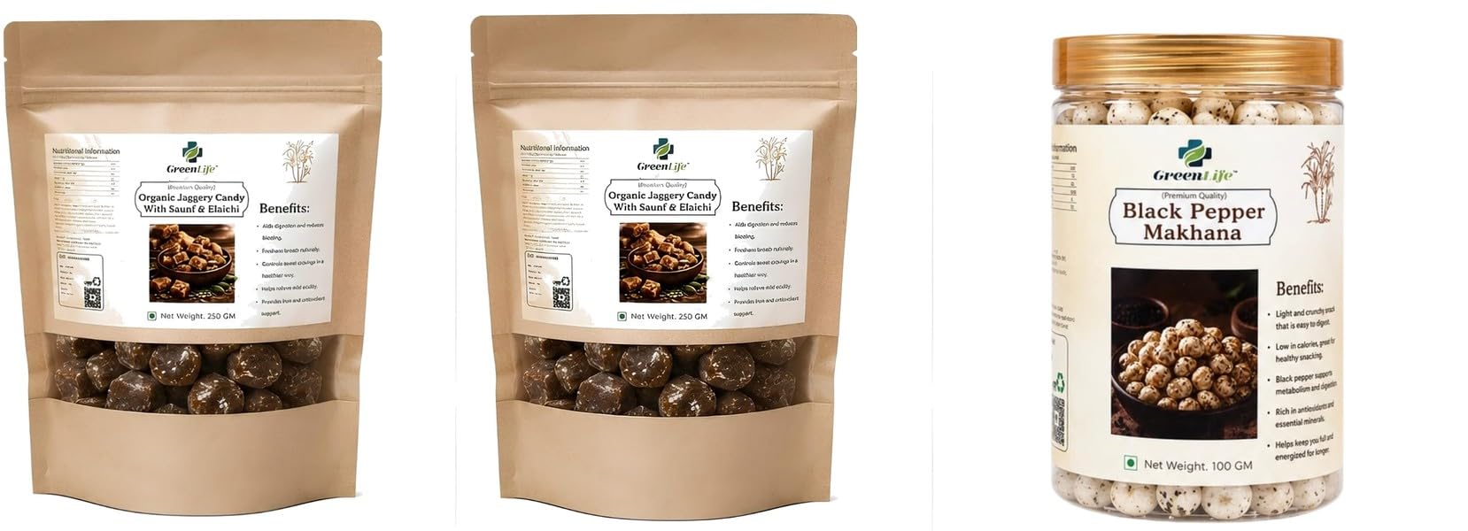 Organic Jaggery Candy with Pepper 250g | Natural Desi Gur | Traditional Sweet & Spicy pack of 2Organic Plain 500g | Chemical Free-image-19