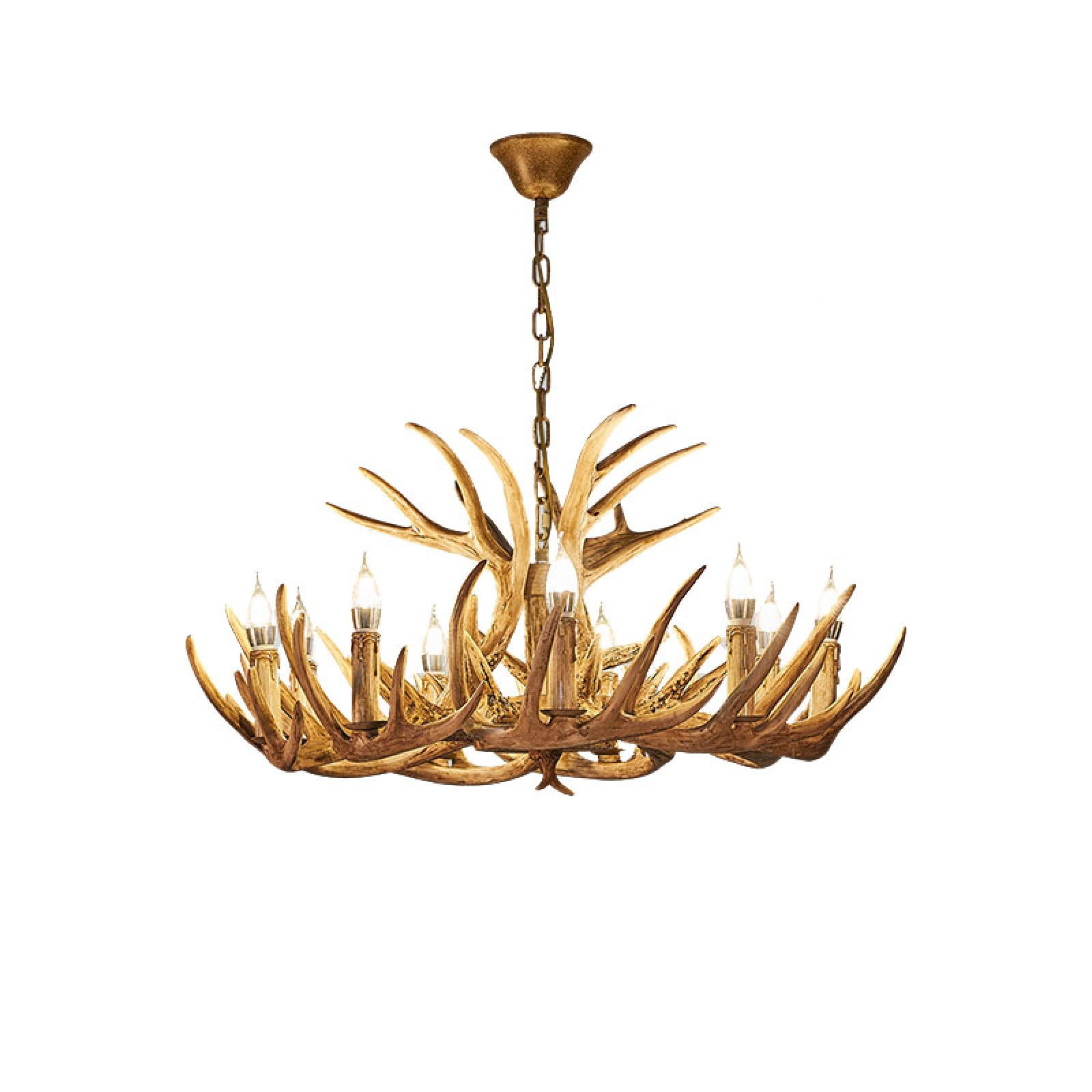 HYJAUSXB Chandelier,Faux stag Light Vintage Style rustic lamp,Rustic Hanging Lights for Dining Room,Living Room,Bar,Cafe,Corridor(D, Brown)
