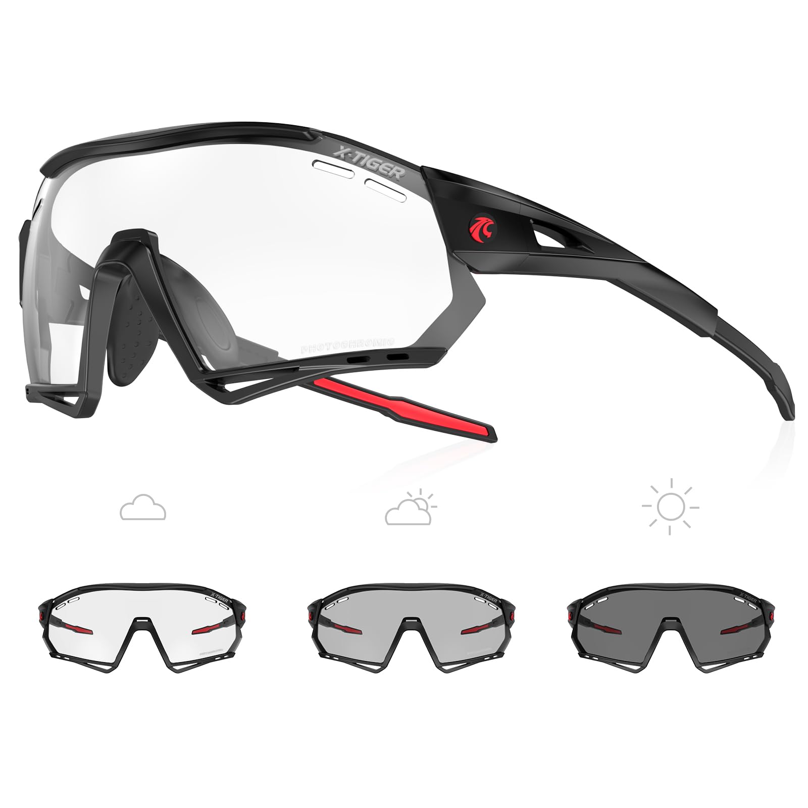 X-TIGER Gafas Ciclismo Hombre Fotocromáticas Con TR90 Gafas MTB Con Running Deportes al Aire Libre