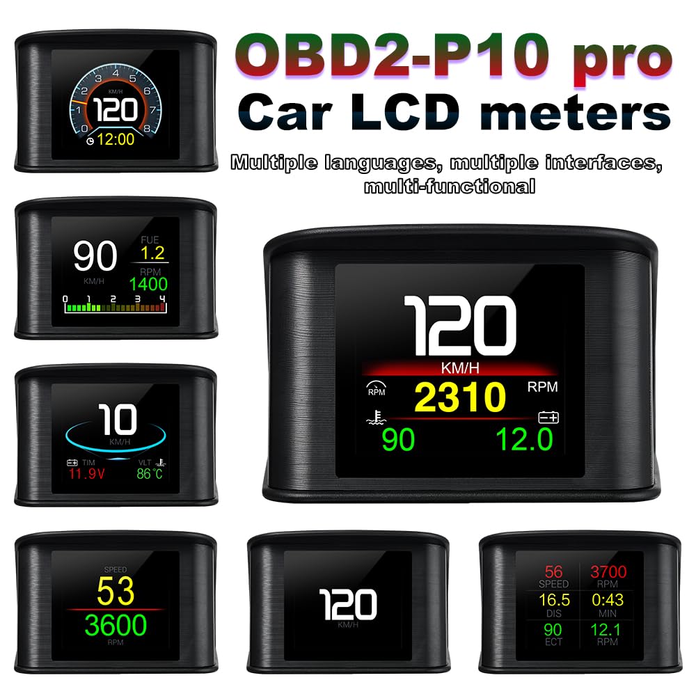 P10 PRO Auto OBD2 Head Up Display Digital Tachimetro Computer di Bordo Allarme Velocità Eccessiva Codice Errore Motore Accessori Elettronici