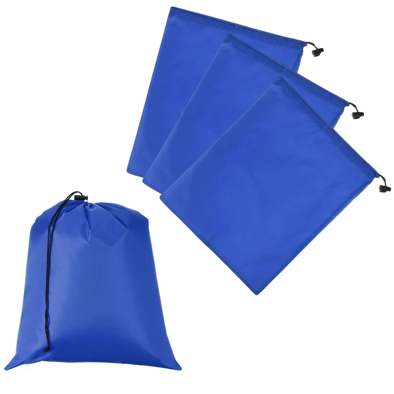 Drawstring Bag with Toggle, Stuff Sack String Waterproof Travel Storage Bags Cinch Stuff Pouch Fitting for (Gym/Traveling/Hiking/Yoga/Office/Shoe) 16 x 14 &amp; 4 Pack &amp; Sapphire Blue