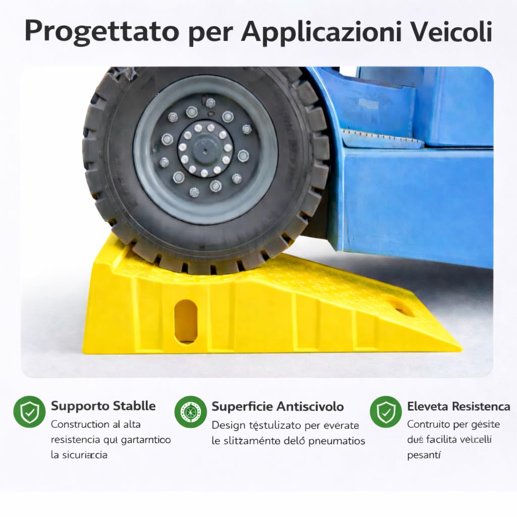 Confezione da 2 rampe per auto, capacità di carico 4.500 kg per coppia, con adesivi di avvertimento riflettenti, colore giallo