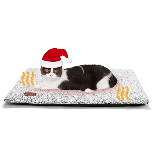 Self Warming Cat Bed Self Heating Cat Dog Mat 24 x 18 inch Extra Warm Thermal Pet Pad for Indoor Outdoor Pets with Removable Cover Non-Slip Bottom Washable Non Electric - 24.0"L x 18.0"W x 1.0"Th - A-Light Gray