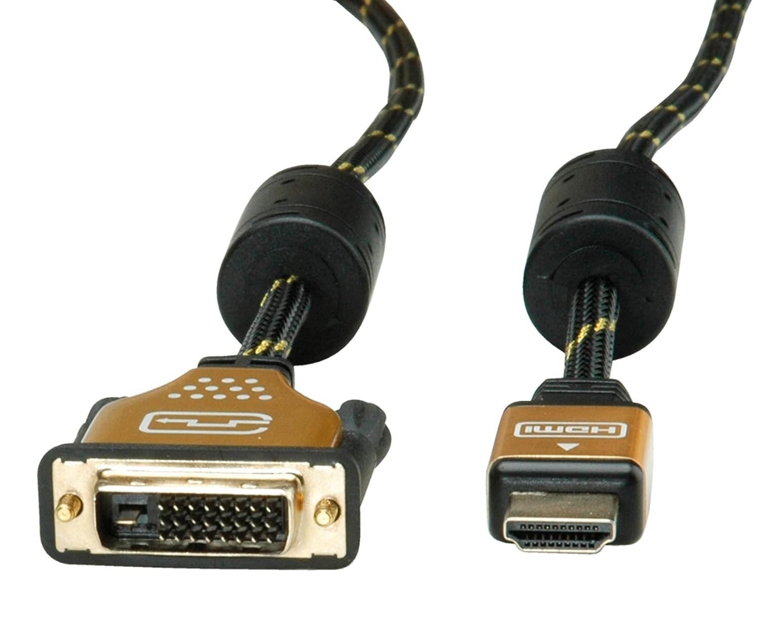 GOLD Monitor Cable DVI-HDMI, ST-ST, (24+1) Dual Left, 2 m
