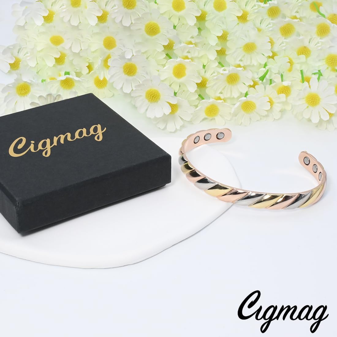 Copper Bracelets for Women Pure Copper Bracelet Cuff Bangle Strength Magnet Adjustable - Image 9