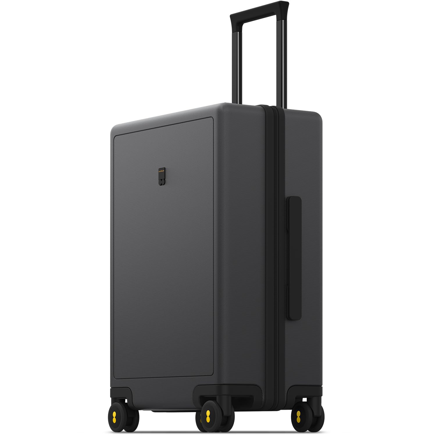 LEVEL8 Checked Luggage, Large Suitcase, Lightweight Luminous Textured Tsa Approved Medium Hardside Luggages with 8 Spinner Wheels, 24 Inch, Dark Grey
