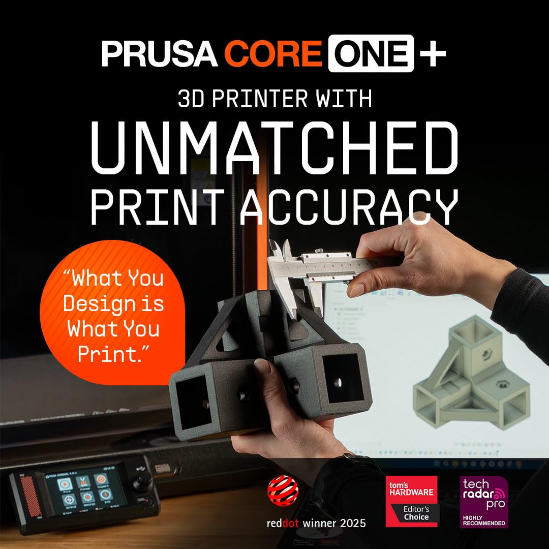 Original Prusa CORE One+ DIY Kit: CoreXY High-Speed Professional 3D Printer per Hobby & Industria, chiuso, regolazione attiva della temperatura, modalità offline sicura, 25x22x27cm