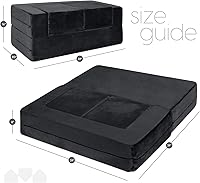Vista 3 de Milliard Sofá para Niños - Sofá Modular para Niños Pequeños y Bebés, Muebles de Sala de Juegos/Dormitorio (Negro) con Almohada Adicional