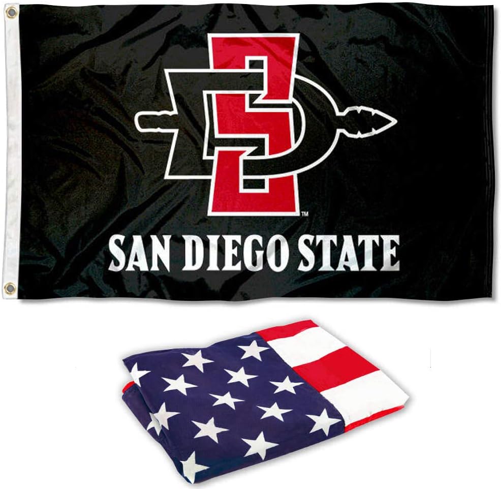College Flags & Banners Co. San Diego State University 3x5 Flag and USA 3x5 Flag Set