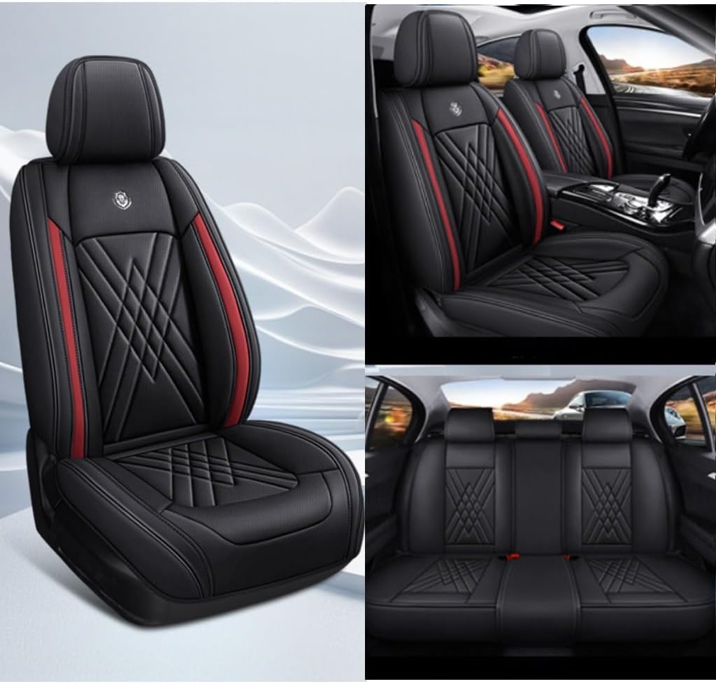 Coprisedili Auto per Citroen C3 I X-TR 2004, 2005, 2006, Set Completo Elegante e Impermeabile, Fodere Protezione Sedili Anteriore e Posteriore, Design Ergonomico Anti-Scivolo,Black Red