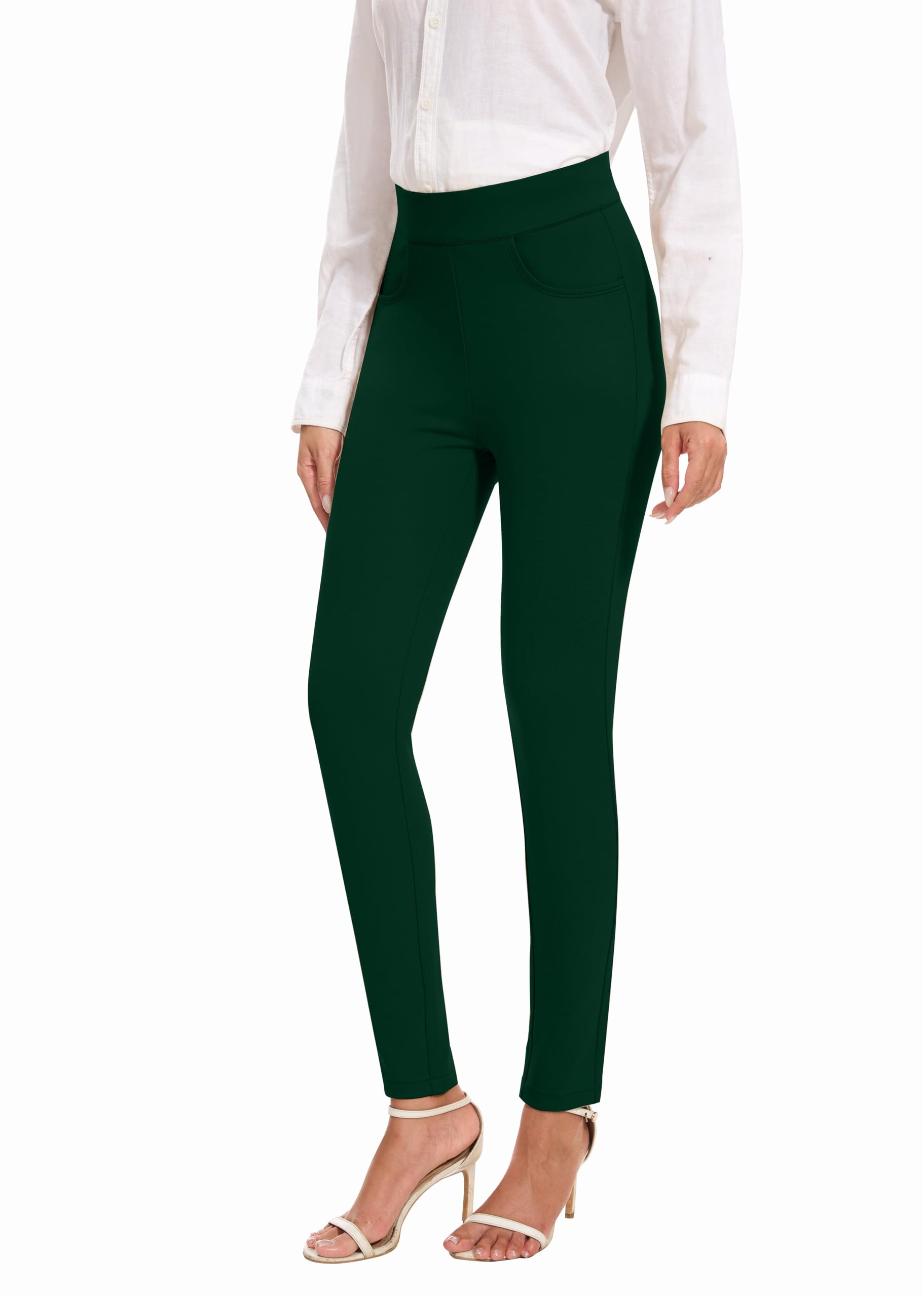 Womens Stretch Business Straight Leg Dress Pants with Pockets Wear to Work Casual Suitpants