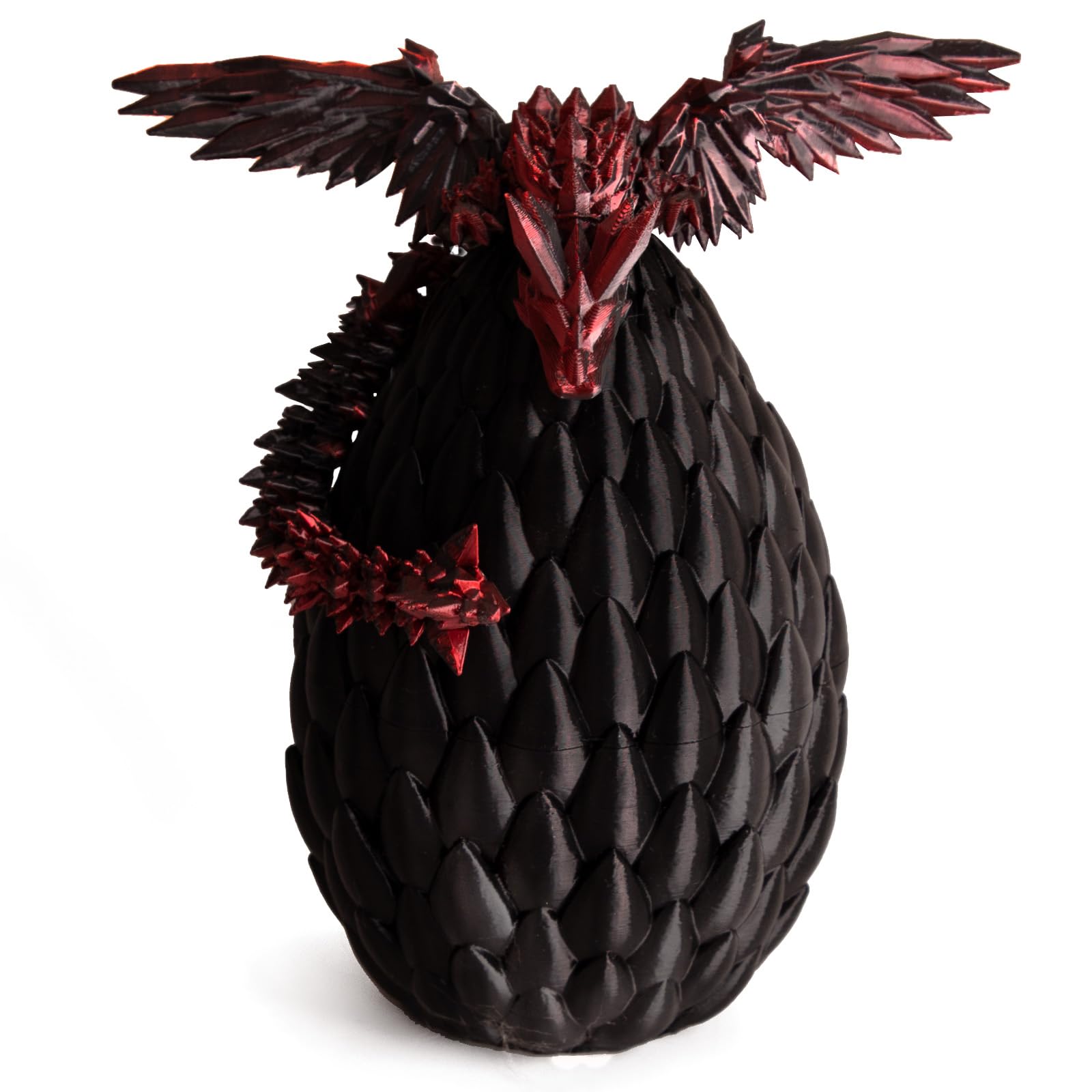 Easter Eggs, 12inch Fly Dragon Egg, Year of The Dragon 2025, 3D Printed Dragon, Executive Desk Toys, Articulated Dragon, Fidget Toys Gifts for Easter Christmas Adults (Black&Red)