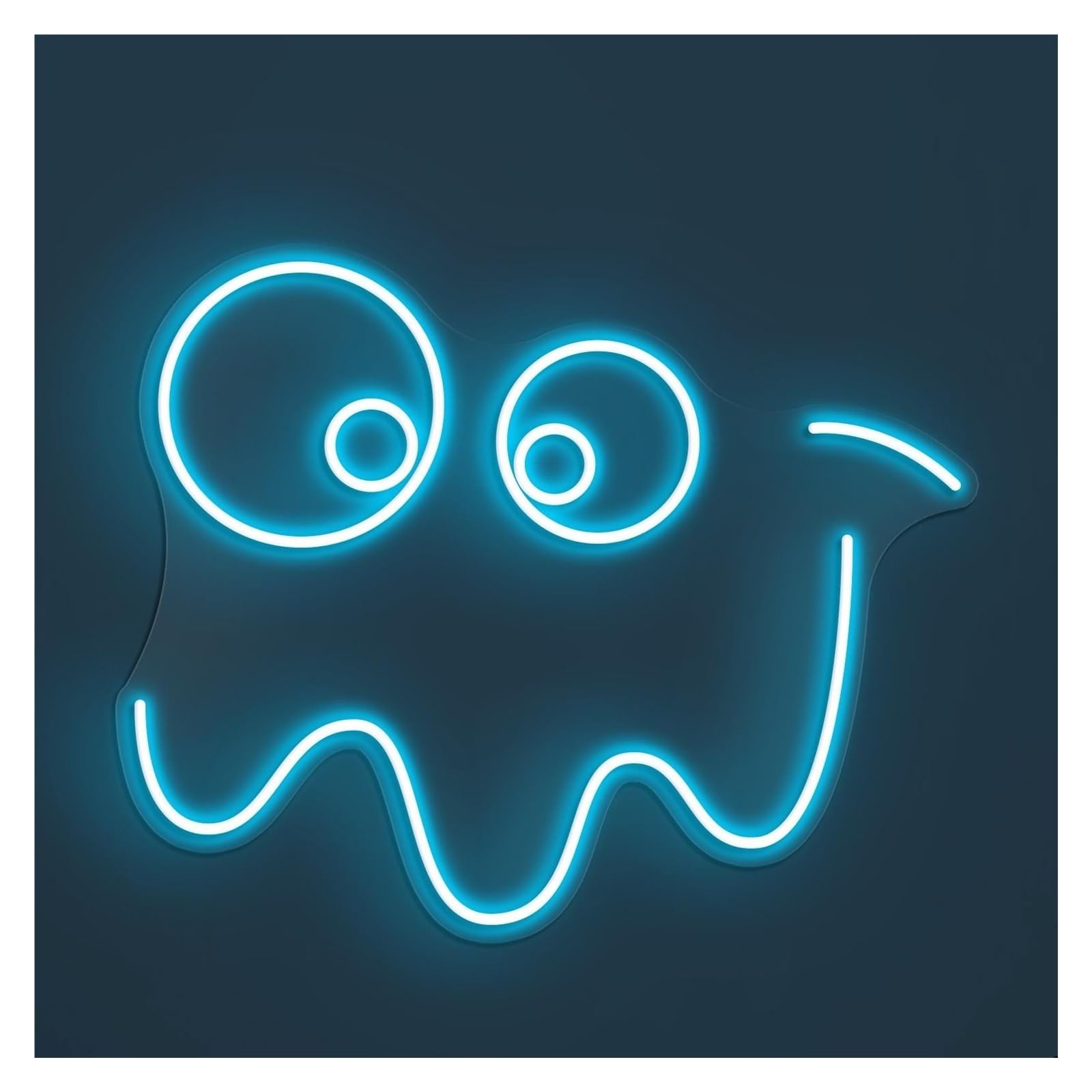 Hanging Art Neon Signs Ghost Face Neon Sign, Suitable For Game Room Decor With Brightness Adjustable 38cm(Ice blue)