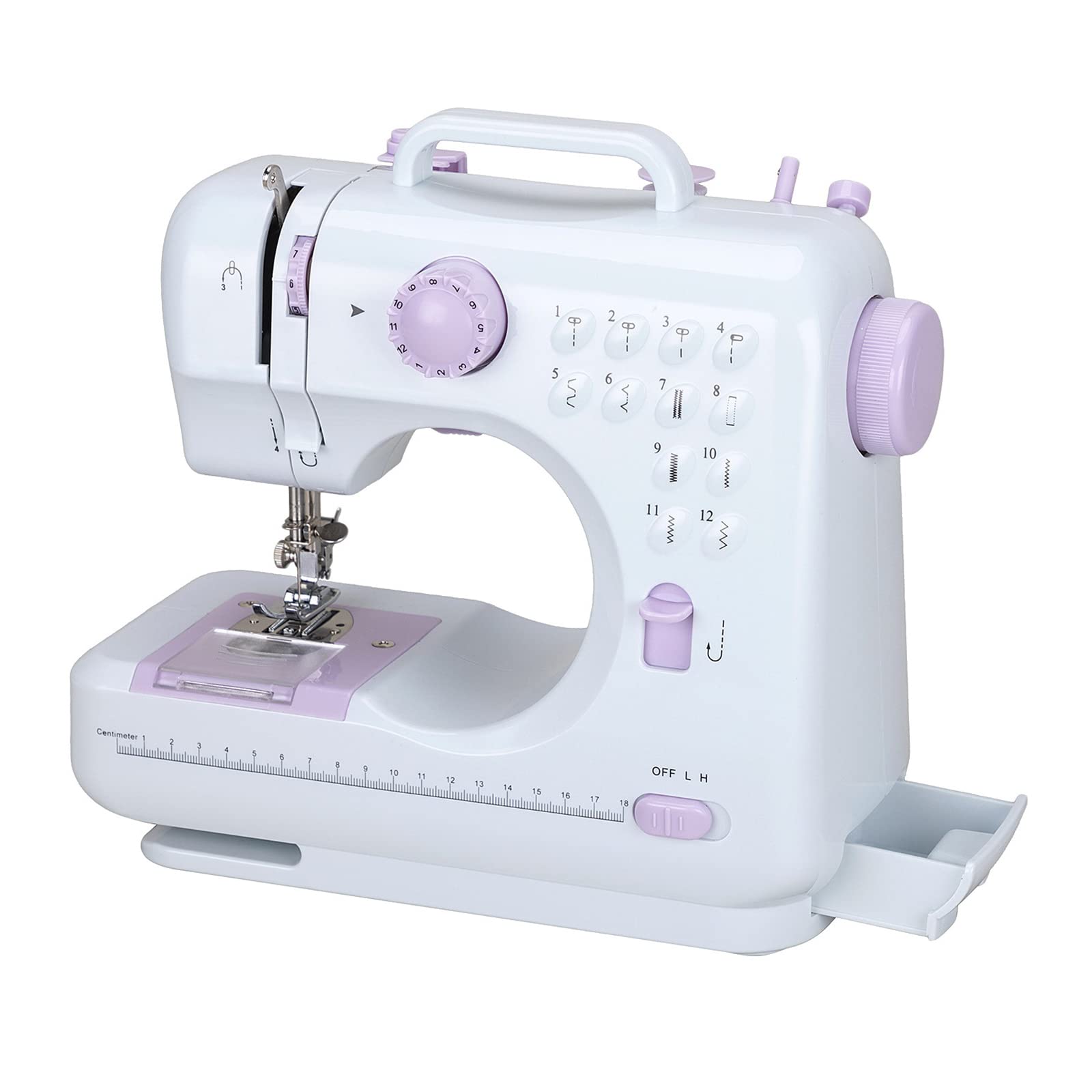 ZPSHYD Machine à coudre à 12 points pour débutants, enfants, mini machine à coudre électrique, double fil, avec prise européenne (505A)