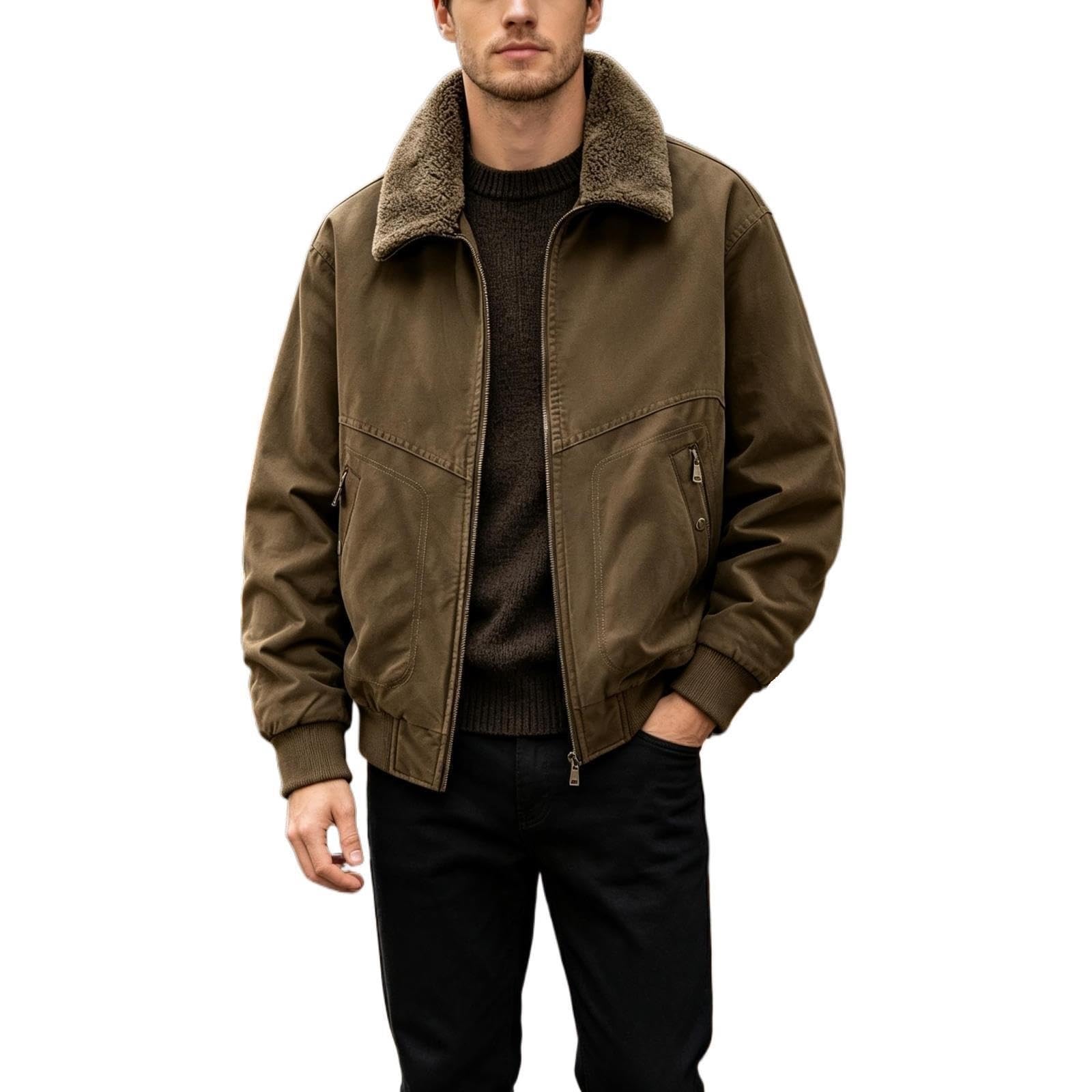 Giacca Bomber Uomo Colletto Sherpa Zip Casual