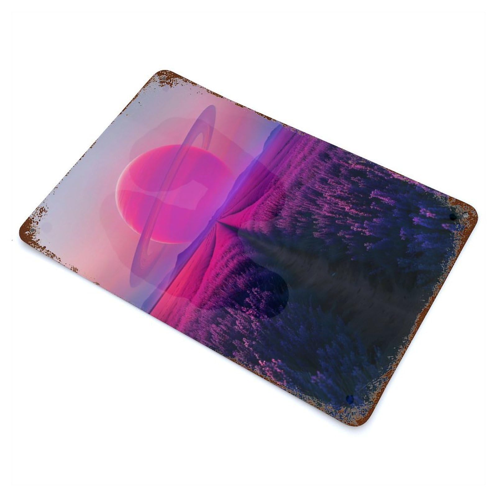 Purple Fields of Eternity Decorative Tin Sign 11.8"x7.9", Ideal for Garage, Bar And Workshop Decor