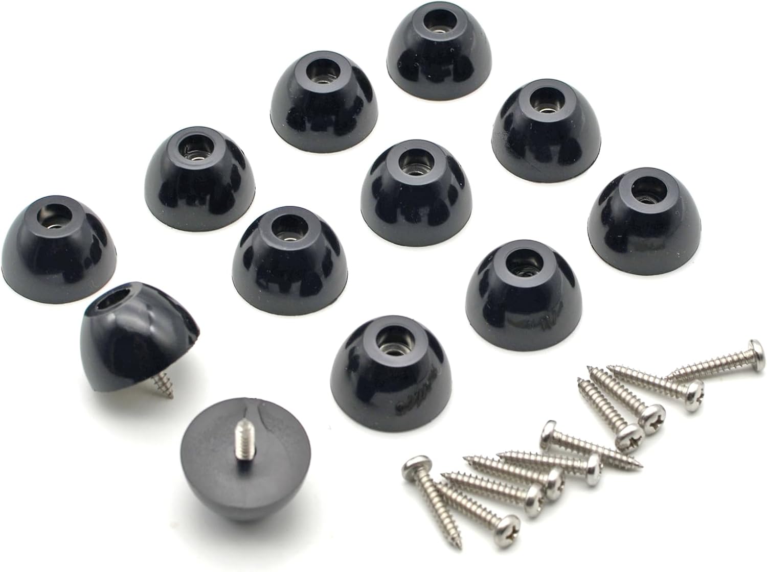 1 Inch Round Rubber Feet for Cutting Board with Stainless Steel Screws for Furniture Electronics Appliances 12-Pack