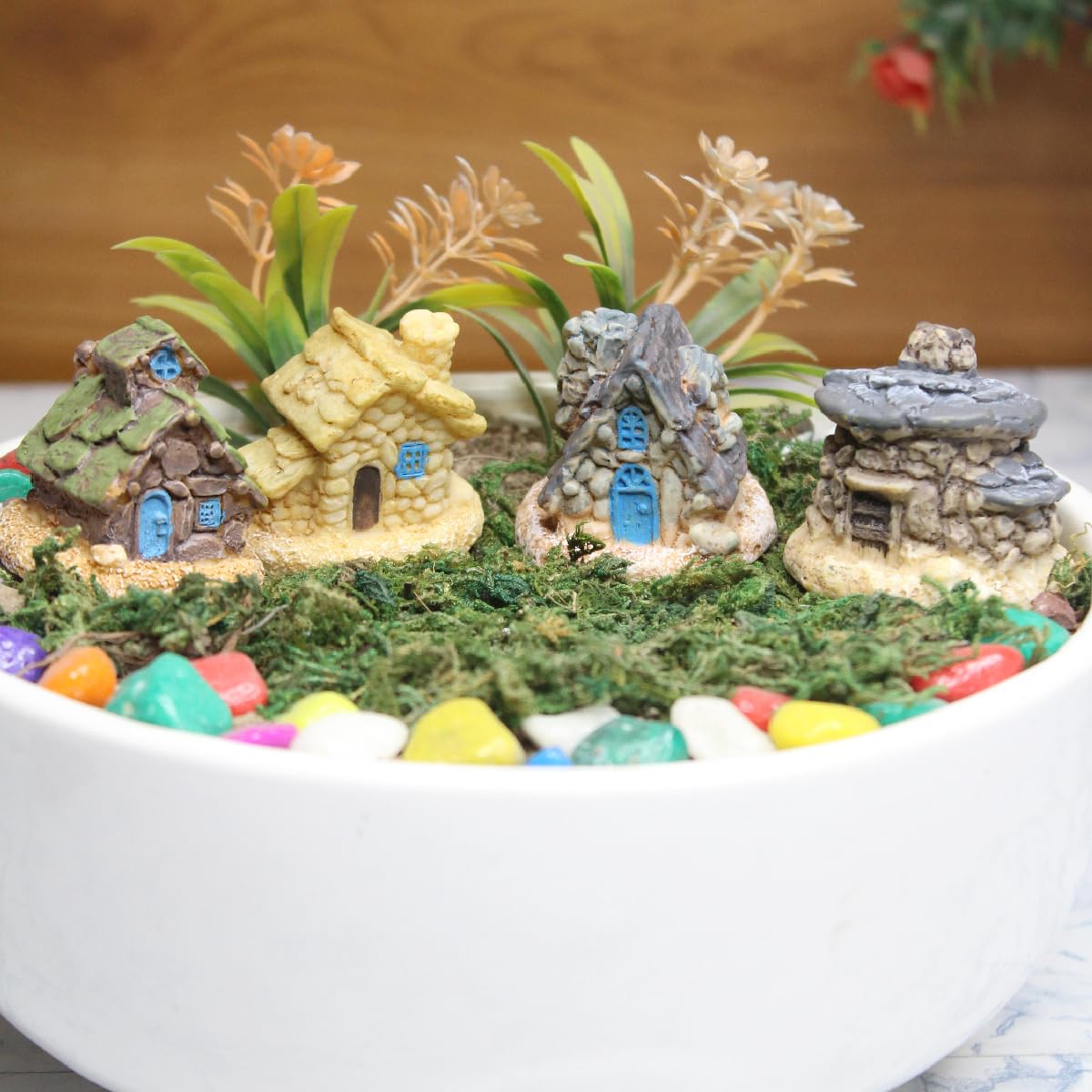 Wonderland Imported Miniatures (Pack of 4) Houses | Shelf Décor | Miniature Figurine| Shelf Décor | Resin Home décor | Gift Items-image-48