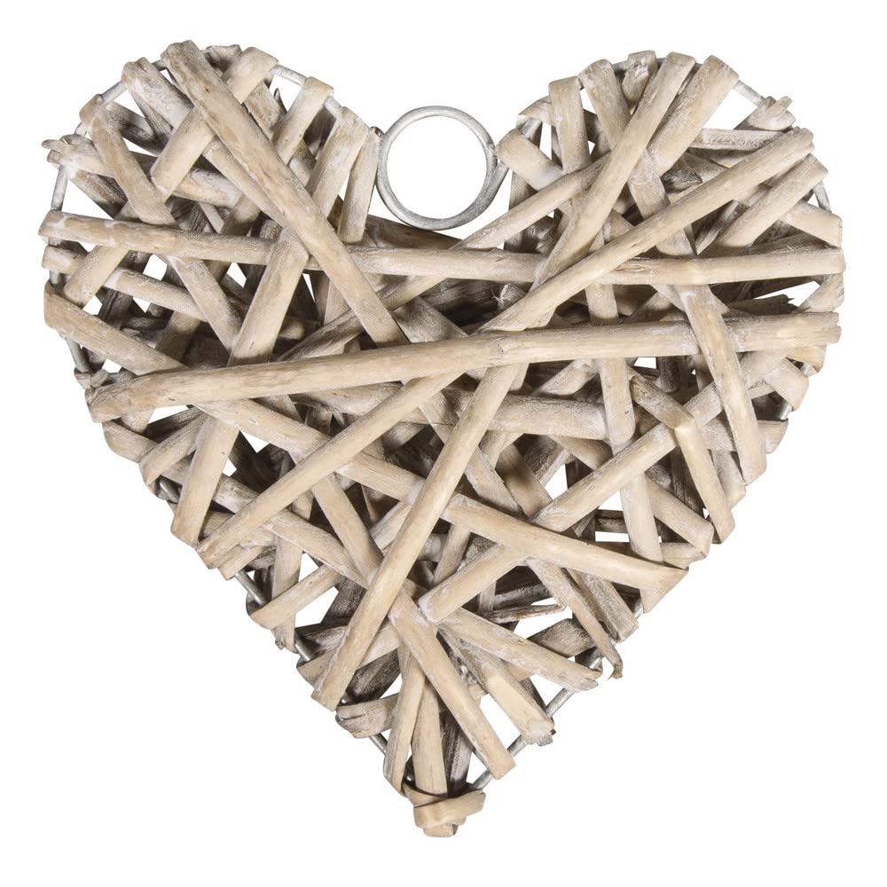 Rayher 65051000 Willow Heart White Wiped 10 cm Diameter for Hanging