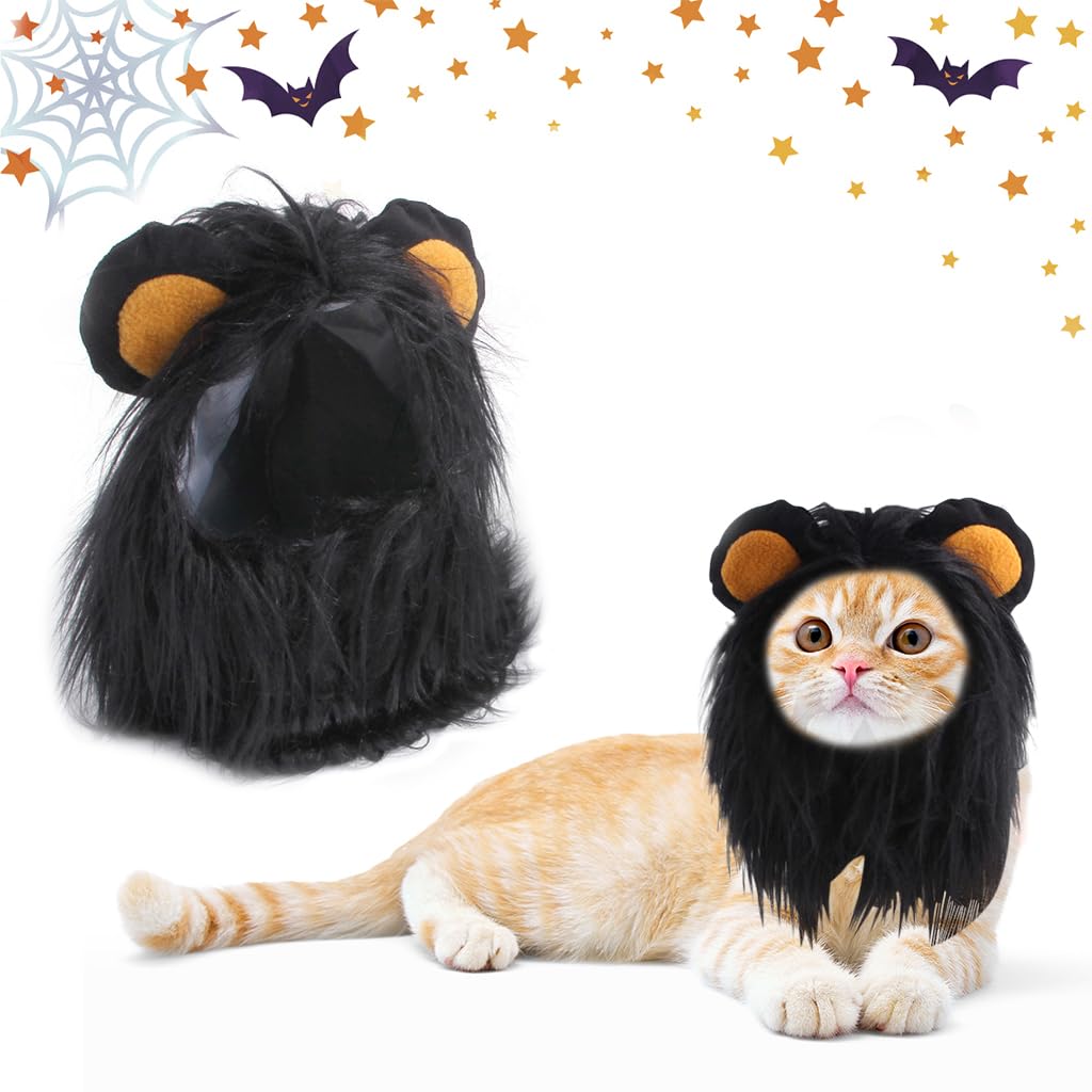 Qpets® Cat Lion Mane Wig Costume, Pet Kitten Puppy Lion Dress Up Hat, Cat Festival Funny Headwear Wig Costume Christmas Halloween for Small Pet (B0D7MQYQ1Y) Amazon Price History, Amazon Price Tracker