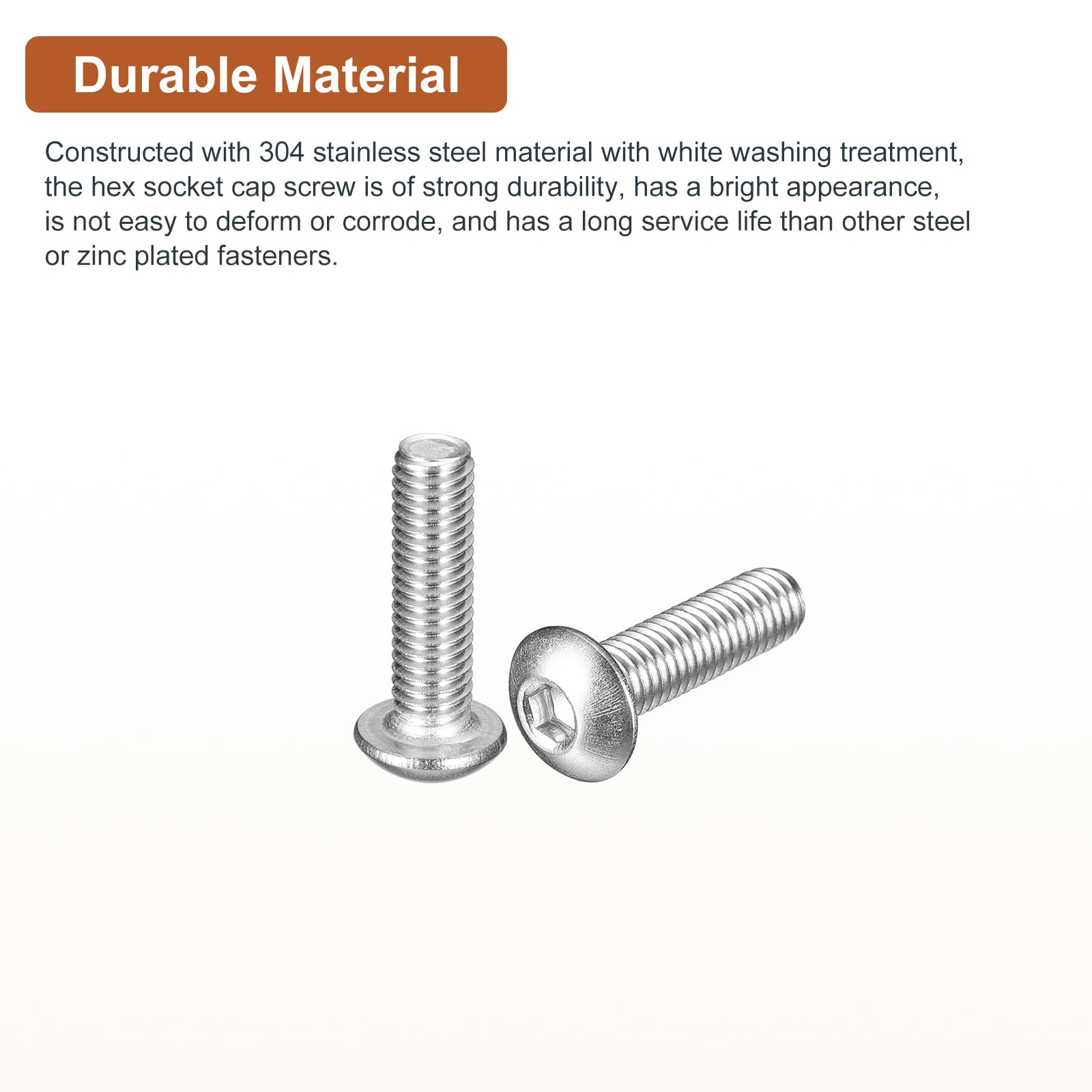 DTGN M5-0.8x18mm Button Head Socket Cap Screws - 40Pack - Good for Machine - 304 Stainless Steel 18/8 - Hex Drive Full Thread Fasteners - Image 3