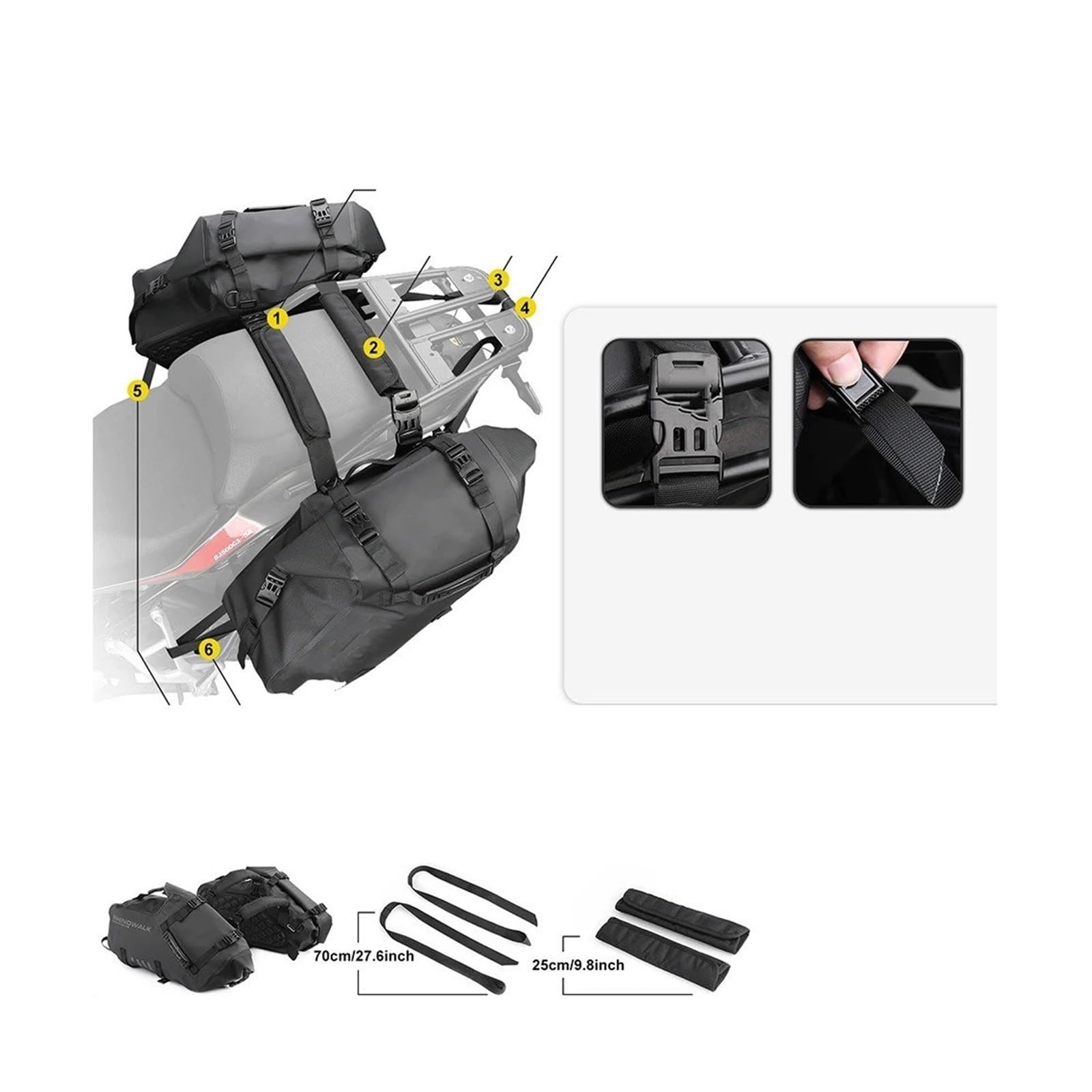 Multifunktional Motorradtasche wasserdichte 18L/28L/48L Große Links Rechts Doppelseite 2PCS Motor Pannier Motorradtasche(Black-18L(9L-2 pcs))