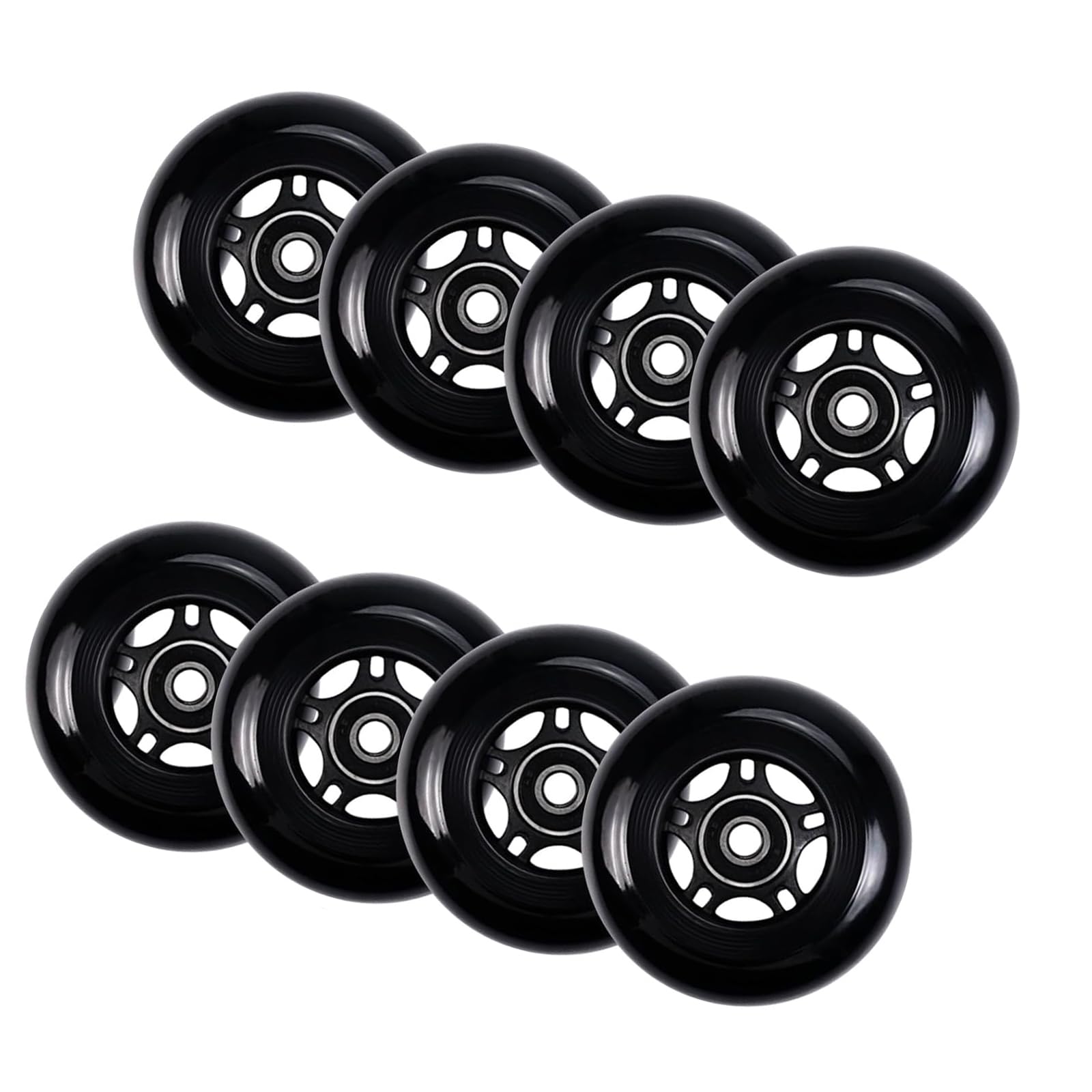 Roues de Roller en Ligne 64 mm, 70 mm, 72 mm, 76 mm, 80 mm, Roues de Rechange pour Roller Hockey avec roulements ABEC 9, Lot de 8, pour intérieur et extérieur
