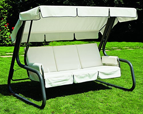 ArredinItaly – Balancín de 4 plazas con estructura de metal y cojines – Estructura antracita – 100% fabricado en Italia