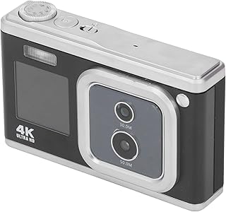 Câmera digital, câmera infantil com flash, câmera compacta FHD 4K 50MP para vloging, câmera apontar e fotografar zoom digital 16x, mini câmera portátil para adolescentes estudantes (preto)