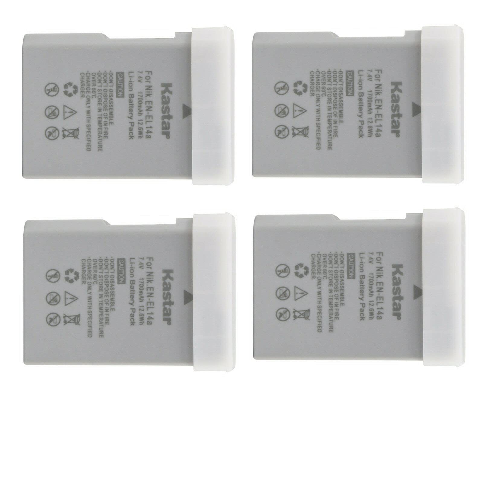 Kastar 4-Pack EN-EL14a Battery Replacement for Nikon EN-EL14a, EN-EL14b, EN-EL14c, EN-EL14, Nikon 27126 Battery, Nikon MH-24a, MH-24 Charger, Nikon