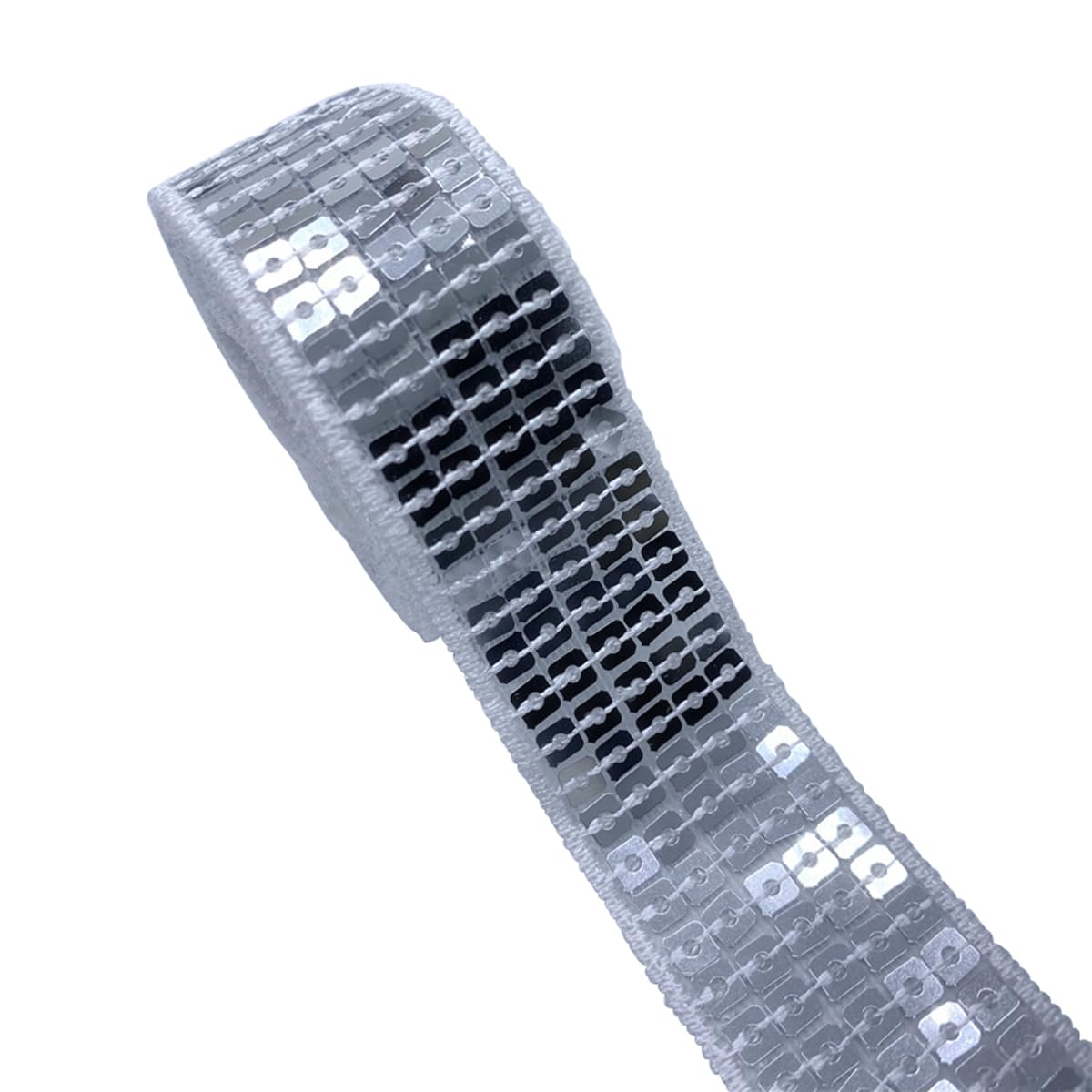 Queenbox 25mmx5Yard Bling Paillette Sequins Trim, Beaded Mini Square Sequins Ribbon Sewing Trim for Clothing Dress Fringe, 02