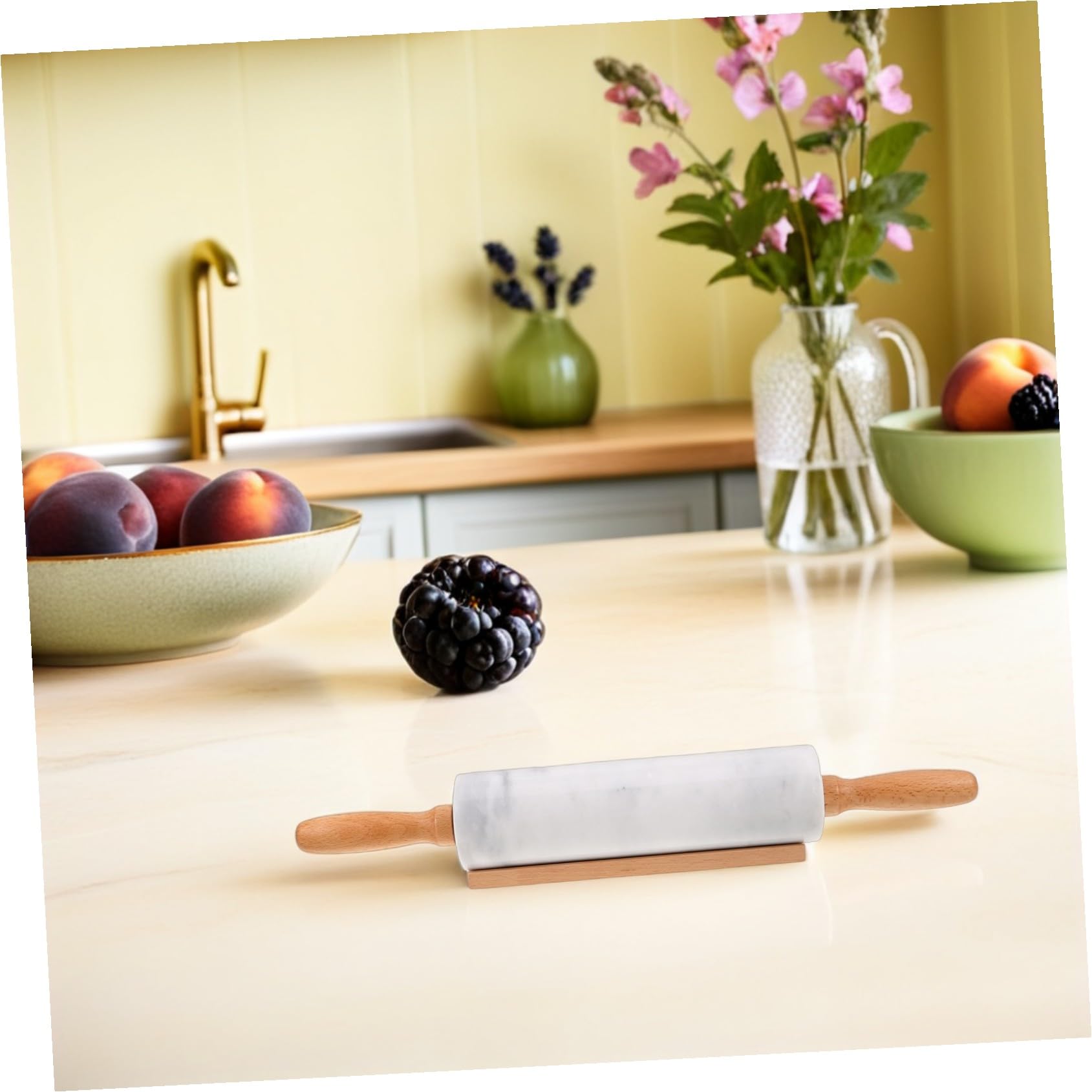 BESTYASH 3 Piezas Rodillos de Mármol para Amasar Superficie Lisa y Antiadherente Herramientas de Cocina Versátiles para Repostería Pasta y Masa de Pizza para Uso Doméstico y Profesional