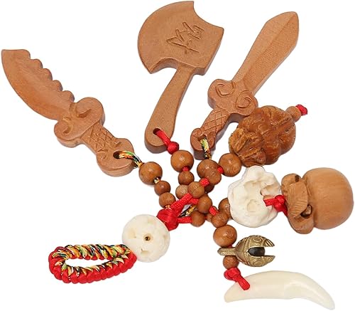 Miniatura 6 de TOPINCN Amuleto de espada de madera de durazno para hacha para proteger a los espíritus malignos, cuchillo con colgante de madera de durazno,