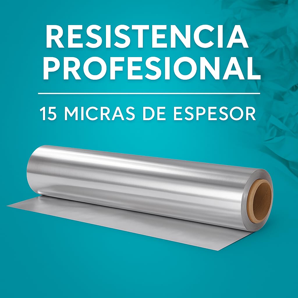Papel Aluminio Pack 2 Papel de Aluminio Industrial 29cm x 2KG por Rollo | 15 Micras | Uso Profesional Hostelería Cocina Horno Parrilla Catering | Con Sierra de Carton en la Propia Caja.