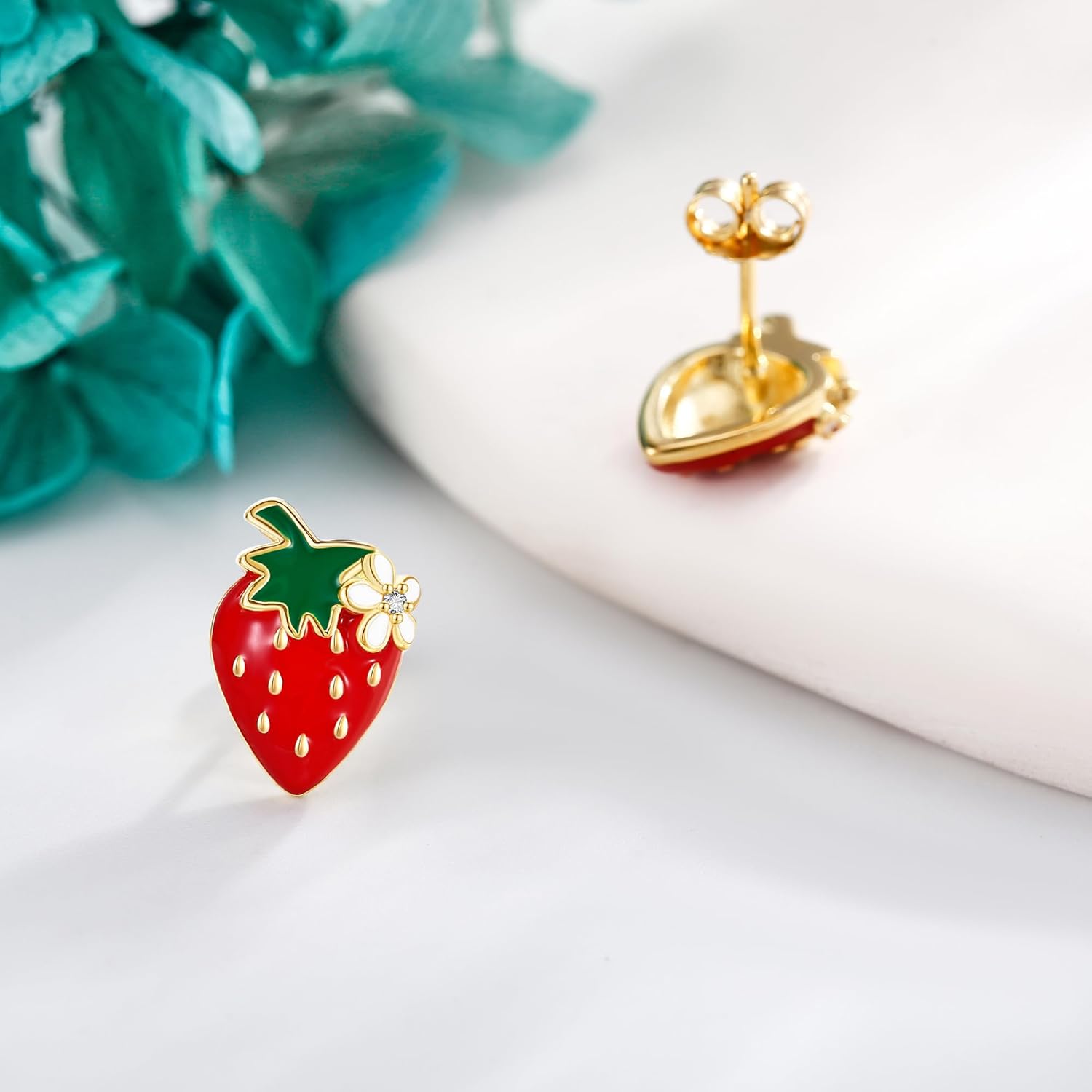 Strawberry Stud Earrings 925 Sterling Silver Strawberry Jewelry Gifts for Women - Image 4
