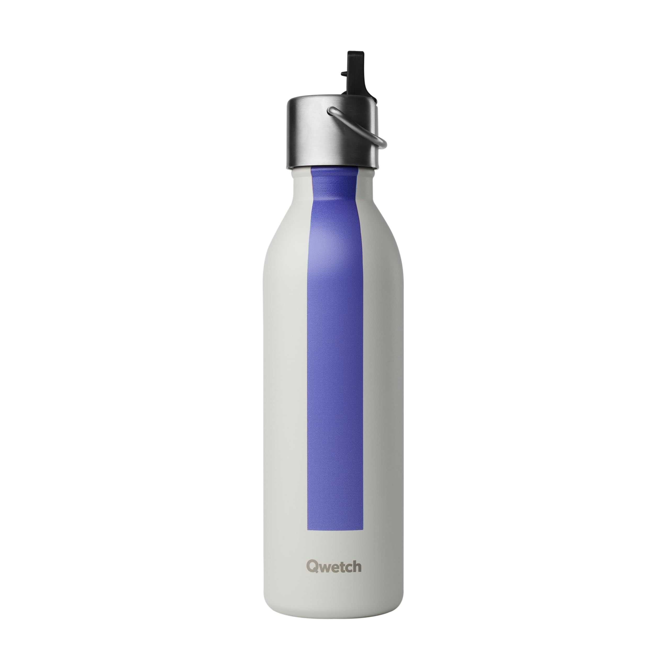 QWETCH - Bouteille Isotherme Active Série Sport Grise 600ml - Gourde avec Bouchon Sport - 24h Froid et 12h Chaud - Etanche & Compacte