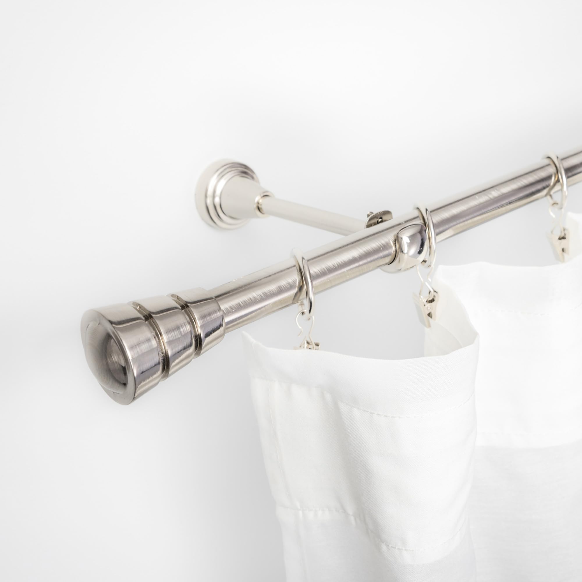 ROLLMAXXX Gardinenstange 480 cm Breit Ø19 mm Fedora 1-Läufig | Vorhangstange aus Metall in Edelstahl Optik, inkl. Wandhalterungen, Endstücke & Montagematerial, Gardinenstange Set